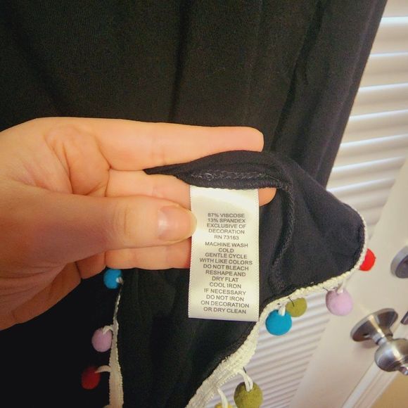 Cupio Cold Shoulder Dress | Multicolored Pompom Decoration - Picture 5 of 6